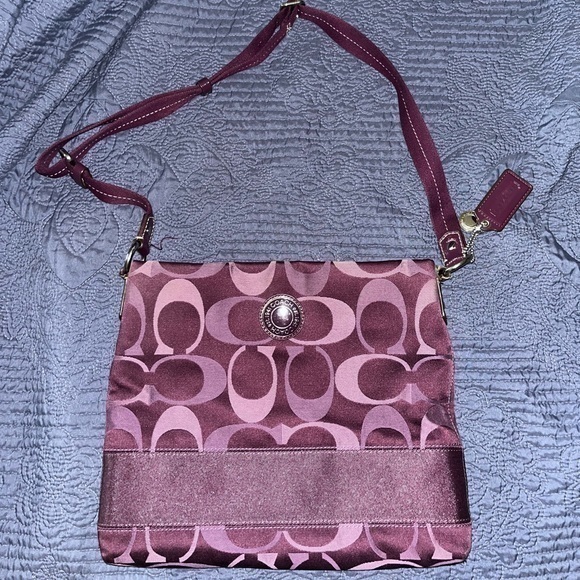 Coach Bags Euc Coach Nylon Crossbody Bag Deep Purple 2 Inches Across 15 Top To Bottom Poshmark
